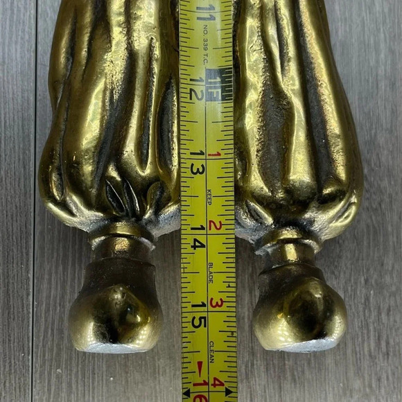 VTG Sheffield Solid Brass Dutch Boy and Girl Cast Iron Pair Andirons Gold - Picture 10 of 10